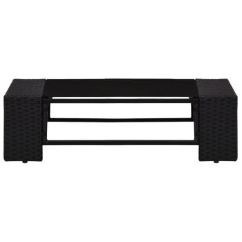 10-tlg. Garten-Lounge-Set mit Kissen Schwarz Poly Rattan