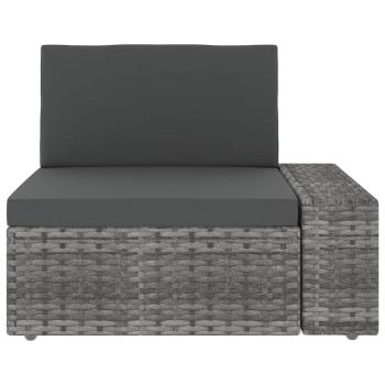 5-tlg. Garten-Lounge-Set mit Kissen Grau Poly Rattan