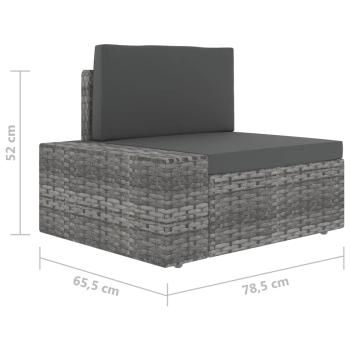 5-tlg. Garten-Lounge-Set mit Kissen Grau Poly Rattan