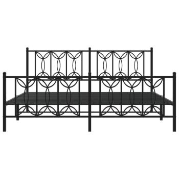 Metallbett ohne Matratze mit Fußteil Schwarz 180x200 cm