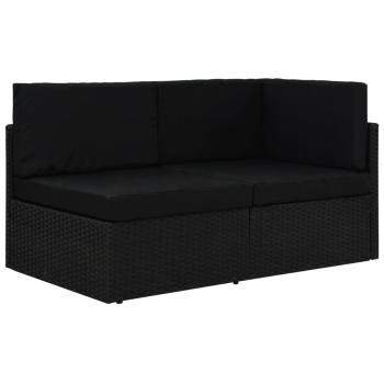 ARDEBO.de - Modulares 2-Sitzer-Sofa Poly Rattan Schwarz
