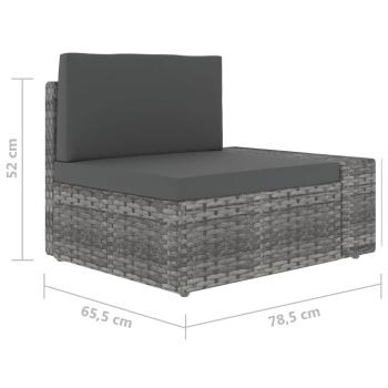 8-tlg. Garten-Lounge-Set mit Kissen Grau Poly Rattan