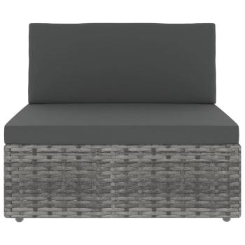 8-tlg. Garten-Lounge-Set mit Kissen Grau Poly Rattan