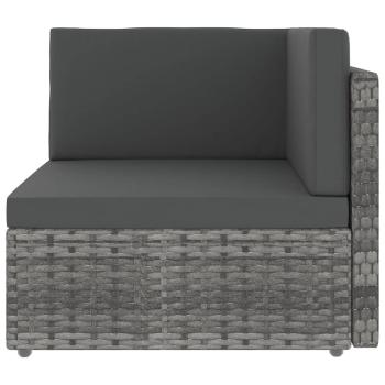 8-tlg. Garten-Lounge-Set mit Kissen Grau Poly Rattan