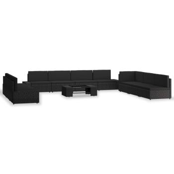ARDEBO.de - 10-tlg. Garten-Lounge-Set Poly Rattan Schwarz