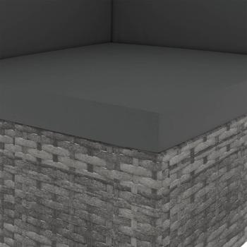 9-tlg. Garten-Lounge-Set Poly Rattan Grau