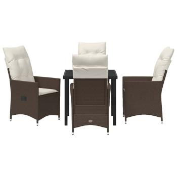 5-teiliges Garten-Esszimmer-Set mit Kissen Braun Poly Rattan