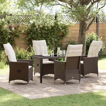 ARDEBO.de - 5-teiliges Garten-Esszimmer-Set mit Kissen Braun Poly-Rattan