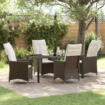 ARDEBO.de - 5-teilige Garten-Essgruppe mit Kissen, Braun Poly Rattan