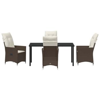 5-teilige Garten-Essgruppe mit Kissen, Braun Poly Rattan