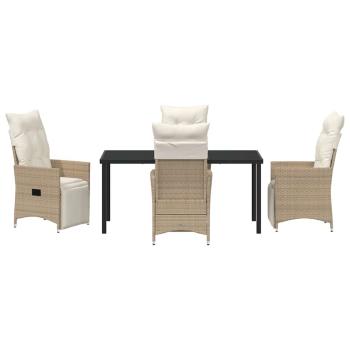 5-teiliges Garten-Dining-Set mit Kissen Beige Poly-Rattan