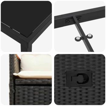 5-teiliges Garten-Dining-Set mit Kissen Schwarz Poly Rattan