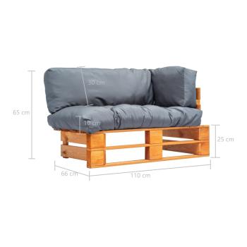 Garten-Palettensofa mit Grauen Kissen Kiefernholz