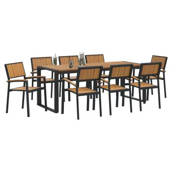 5-teilige Garten-Essgruppe aus massivem Holz Akazie und Metall