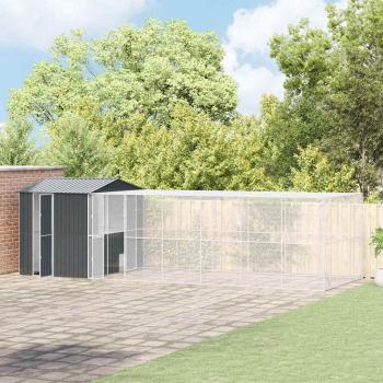 Voliere mit Erweiterung Anthrazit 310x817x247 cm Stahl