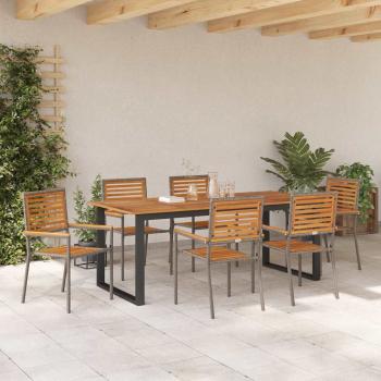 Garten Essgruppe 7 stk. Grau Massivholz Akazie