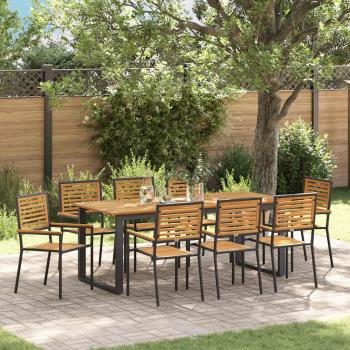 ARDEBO.de - Garten Essgruppe 9 stk. Schwarz Massivholz Akazie