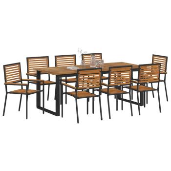 Garten Essgruppe 9 stk. Schwarz Massivholz Akazie