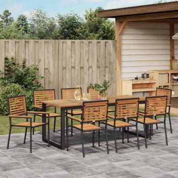 Garten Essgruppe 9 stk. Schwarz Massivholz Akazie