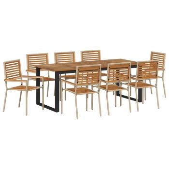 Garten Essgruppe 9 stk. Beige Massivholz Akazie
