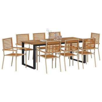 Garten Essgruppe 9 stk. Beige Massivholz Akazie