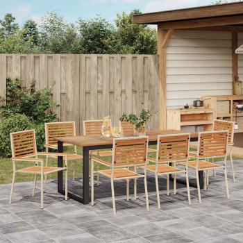 Garten Essgruppe 9 stk. Beige Massivholz Akazie