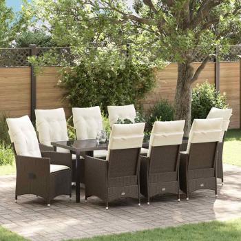 ARDEBO.de - Garten Essgruppe 9 stk. Braun Poly-Rattan