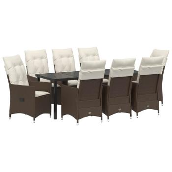 Garten Essgruppe 9 stk. Braun Poly-Rattan