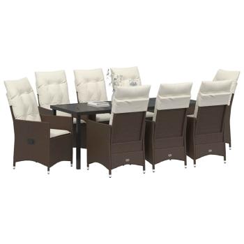 Garten Essgruppe 9 stk. Braun Poly-Rattan