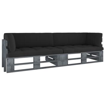 ARDEBO.de - 2-Sitzer-Palettensofa mit Kissen Grau Imprägniertes Kiefernholz