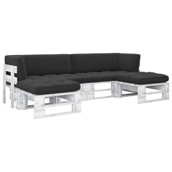 ARDEBO.de - 4-tlg. Paletten-Lounge-Set Weiß Imprägniertes Kiefernholz