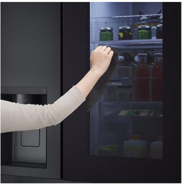 LG GSGV91EVAD Stand Side-by-Side Kombination, 91,3 cm breit, 635 L, Eis-, Crushed Ice- und Wasserspender, Wassertank, WLAN, Essence Black Steel
