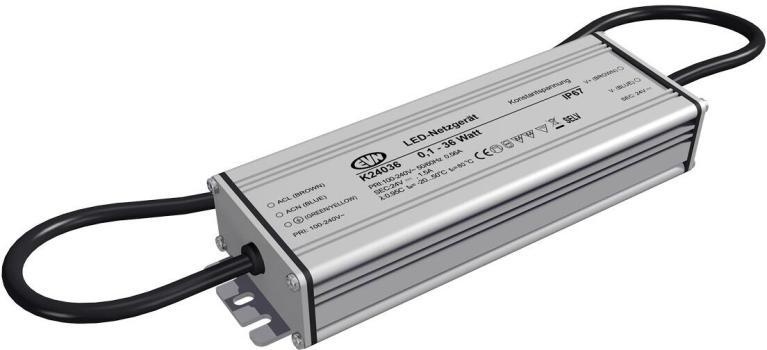 ARDEBO.de EVN Netzgerät, 24V/DC, 0,1-36W, IP67, Primär: 100-240V (K24036)