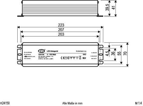 ARDEBO.de EVN Netzgerät 24V/DC, 0,1-150W, IP67, Primär: 100-240V (K24150)
