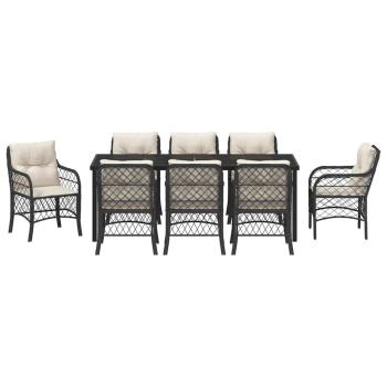 Garten Essgruppe mit Kissen 9 pcs Schwarz Poly-Rattan