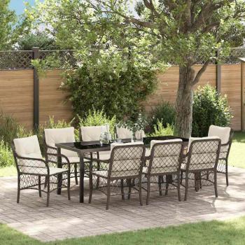 ARDEBO.de - Garten Essgruppe 9 stk. Braun Poly-Rattan