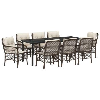 Garten Essgruppe 9 stk. Braun Poly-Rattan