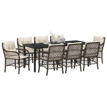 Garten Essgruppe 9 stk. Braun Poly-Rattan