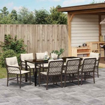 Garten Essgruppe 9 stk. Braun Poly-Rattan