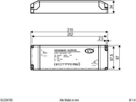 EVN SLD-Serie Netzgerät 24V/DC, 49,92-150W, IP20, Primär: 220-240V, dimmbar mit Phasenan- und Phasenabschnitt-Dimmer (SLD24150)