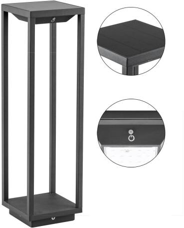 ARDEBO.de EVN SOLAR LED Wegeleuchte 500mm, IP54, Solar, 2,2W, 3000K, 120lm, Betriebszeit max. 12 Std., anthrazit (WLS50451502)