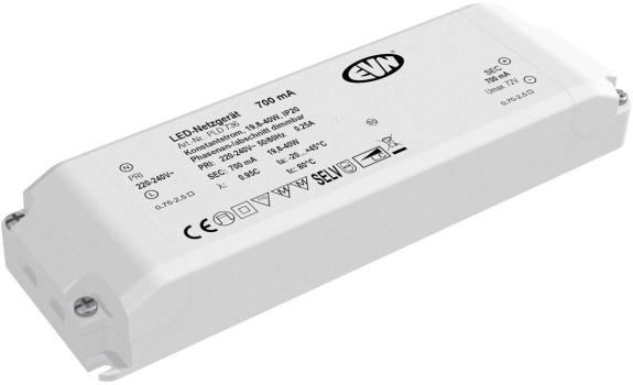 ARDEBO.de EVN PLD Netzgerät, 700mA, 19,6-40W, IP20, Primär: 220-240V (PLD736)