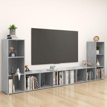 ARDEBO.de - TV-Schränke 4 Stk. Betongrau 107x35x37 cm Holzwerkstoff