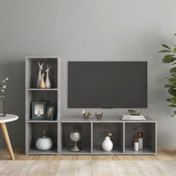 ARDEBO.de - TV-Schränke 2 Stk. Betongrau 107x35x37 cm Holzwerkstoff