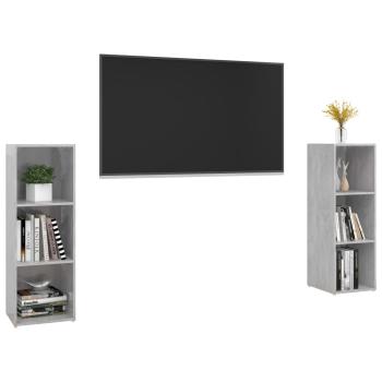 TV-Schränke 2 Stk. Betongrau 107x35x37 cm Holzwerkstoff