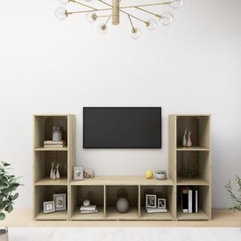 ARDEBO.de - TV-Schränke 3 Stk. Sonoma-Eiche 107x35x37 cm Holzwerkstoff