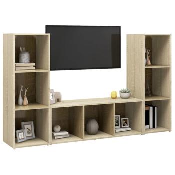 TV-Schränke 3 Stk. Sonoma-Eiche 107x35x37 cm Holzwerkstoff