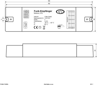EVN LED Funk-Multicolor-Empfänger, 12-24V/DC, max. 288-576W, geeignet für 2,4GHz-Sender, weiß (FCMULTI4X6A)