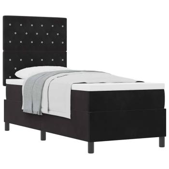 Boxspringbett mit Matratze Schwarz 80x200 cm Samt