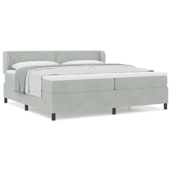 Boxspringbett mit Matratze Hellgrau 200x200 cm Samt